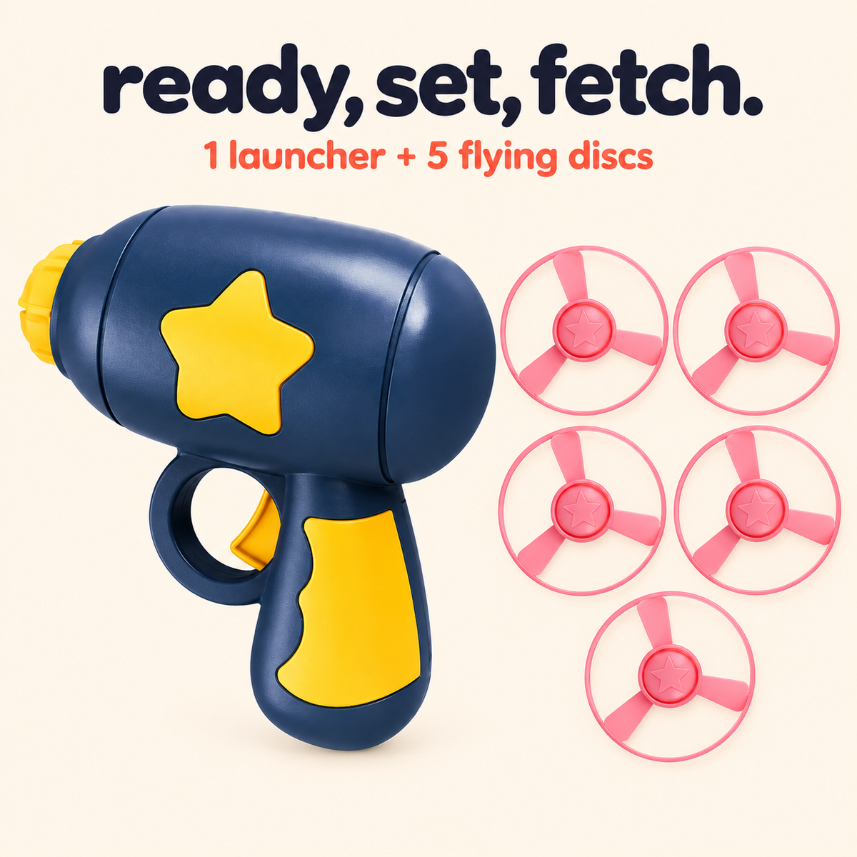 Cat toy launcher gun with flying discs for interactive play