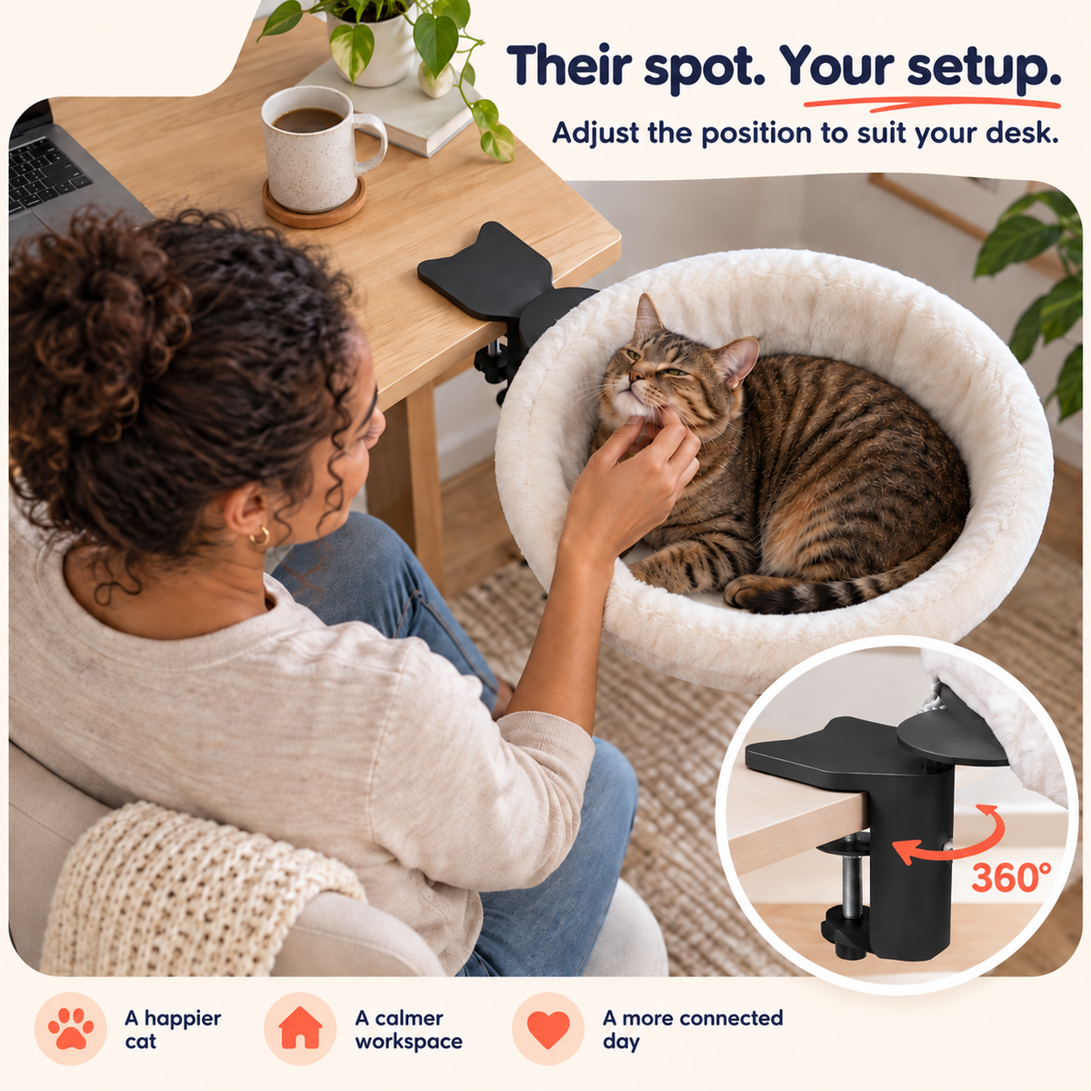 How to set up the adjustable clamp on the cat desk hammock