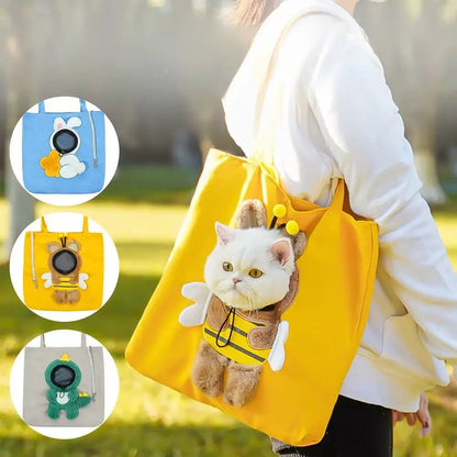 Peek-a-Boo Cat Carrier Tote — Costume Bag for Small Pets