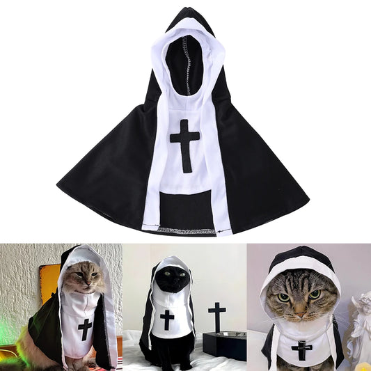 Pet nun costume for cats and small dogs, a Halloween outfit