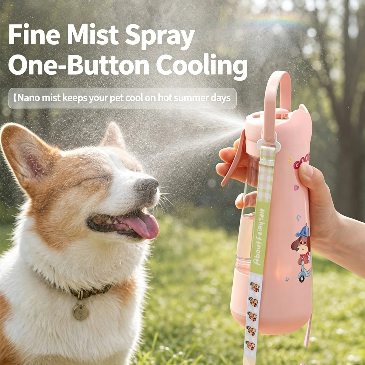 Dog travel water bottle with food container for walks and hikes