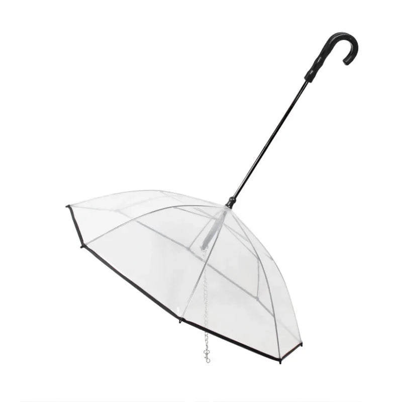 Clear dog rain umbrella with leash, Petty Picks product photo