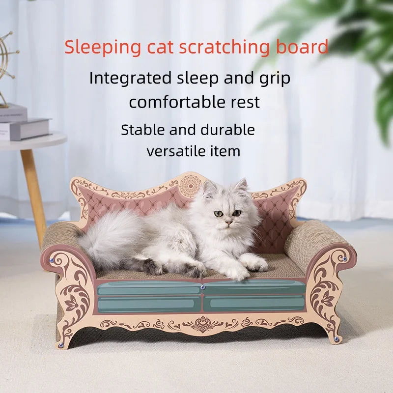 Royal Lounge wood-frame cat scratcher sofa, a lounge and scratching pad for cats