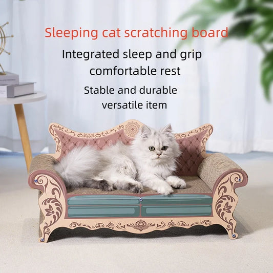 Royal Lounge wood-frame cat scratcher sofa, a lounge and scratching pad for cats