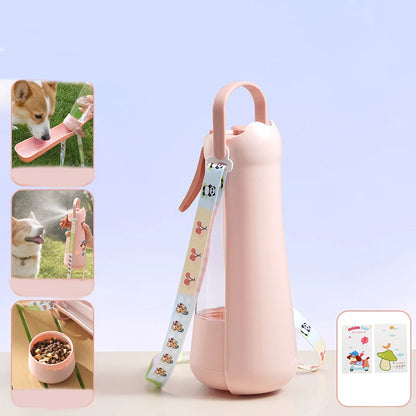 Dog water bottle color options in pink, green and yellow