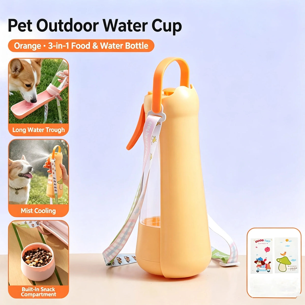 Portable dog water and food bottle for travel