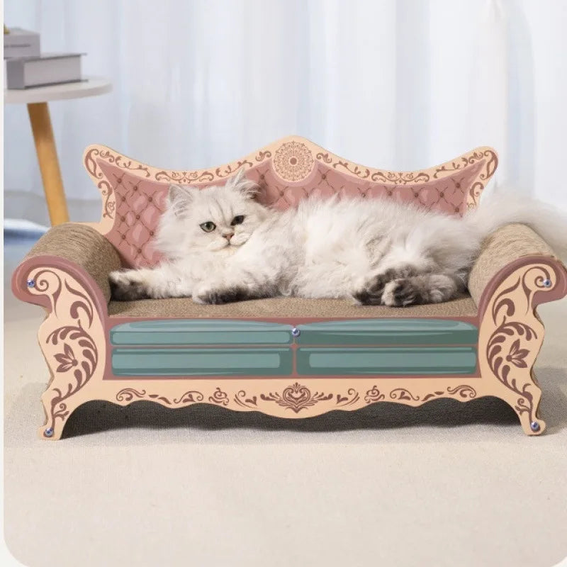 Cat scratcher lounge chair with wood frame