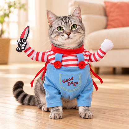 Killer Doll Costume for Cats & Small Dogs — Halloween Pet Outfit