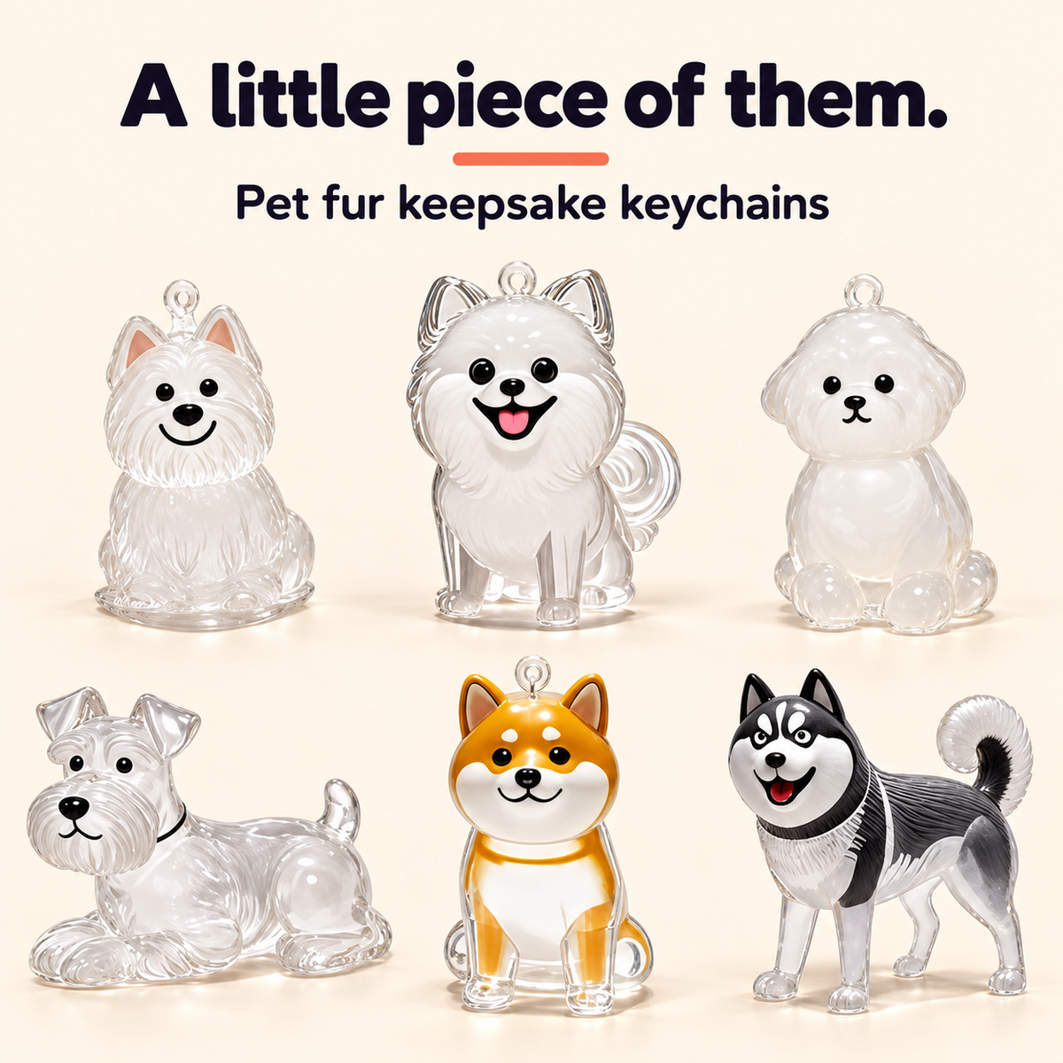 Dog Fur Keepsake Keychain – 20 Breeds