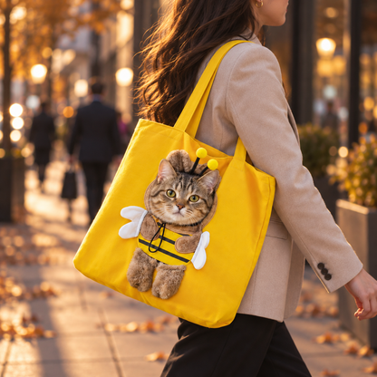 Peek-a-Boo Cat Carrier Tote — Costume Bag for Small Pets