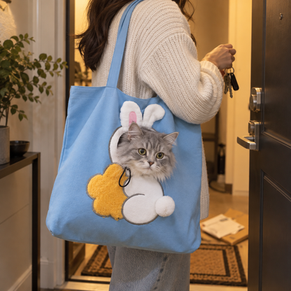 Peek-a-Boo Cat Carrier Tote — Costume Bag for Small Pets