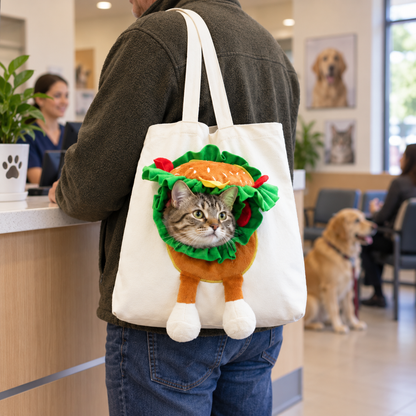 Peek-a-Boo Cat Carrier Tote — Costume Bag for Small Pets