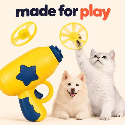 Cat fetch toy launcher that sends discs flying to trigger your cat's hunting instinct