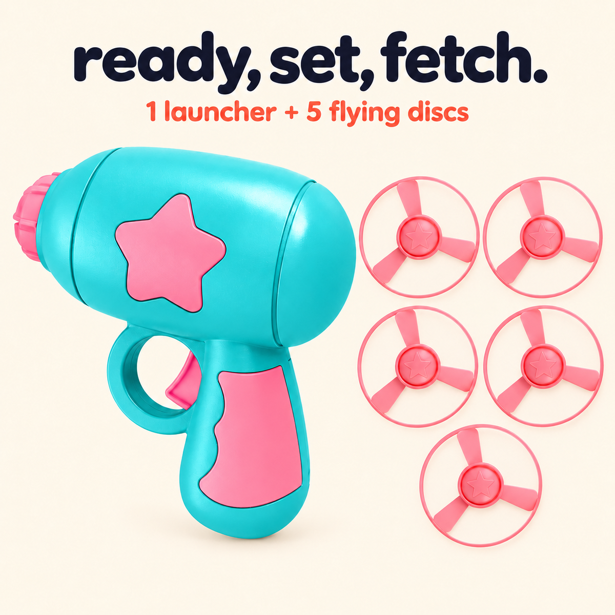 Interactive cat toy launcher that shoots flying discs for indoor cats to chase