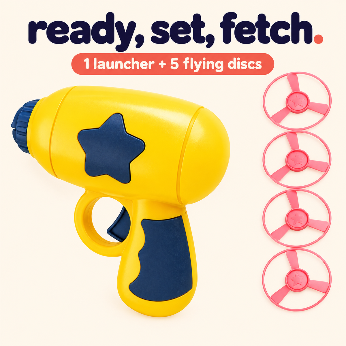 Yellow flying disc launcher cat fetch toy