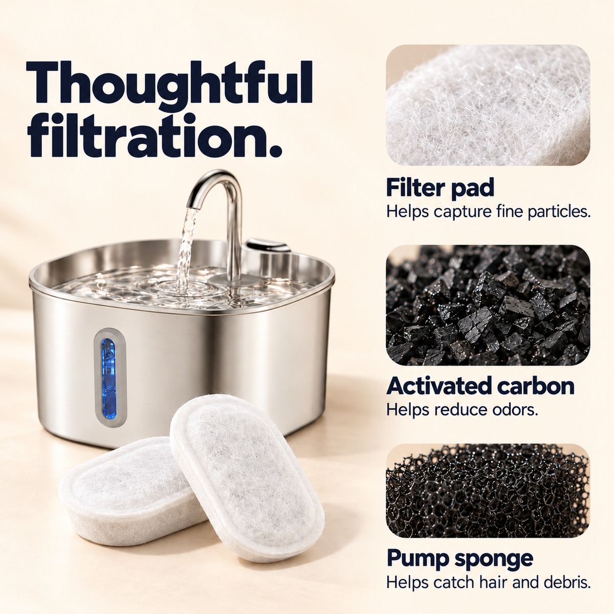 Replacement filter for the stainless steel cat water fountain