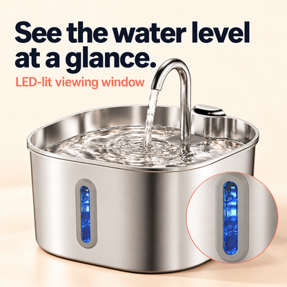 Pet water fountain with LED light for cats and dogs