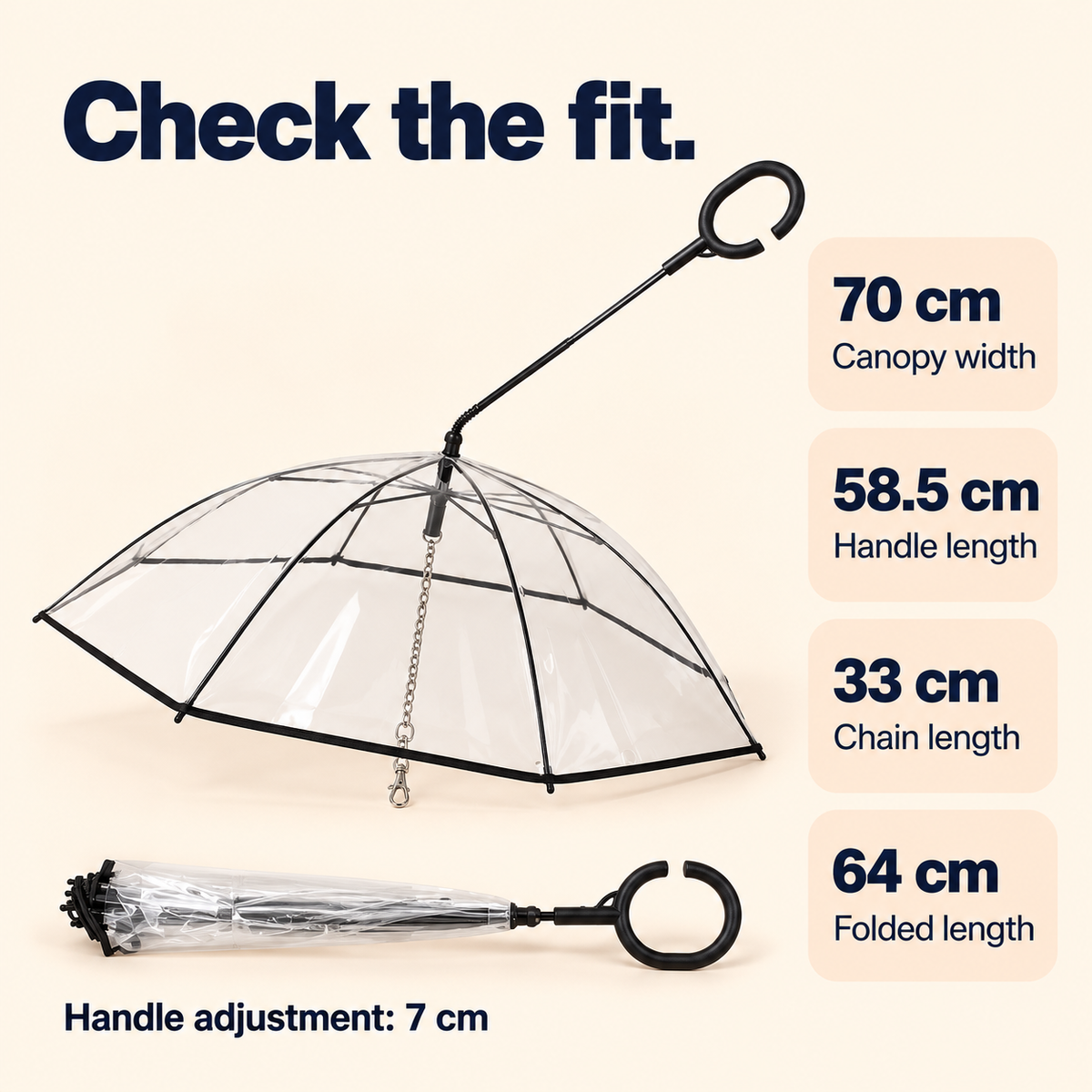 Dog umbrella leash dimensions and size guide for small dogs