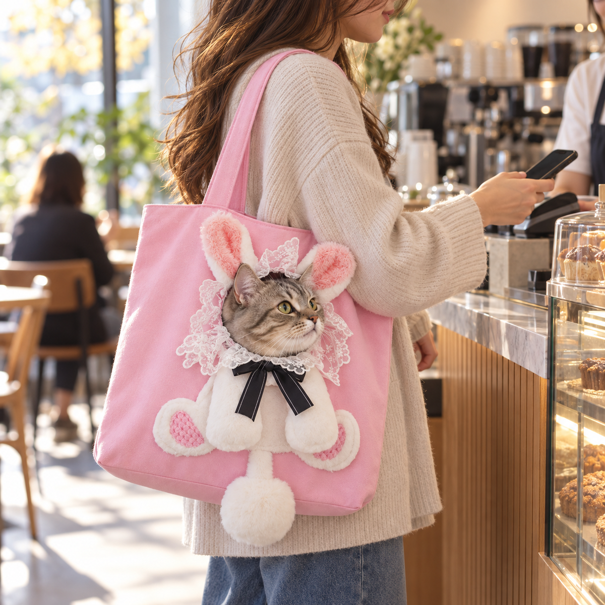 Peek-a-Boo Cat Carrier Tote — Costume Bag for Small Pets