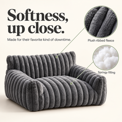 Pet sofa bed materials and plush fabric details