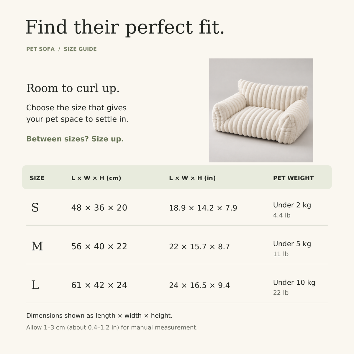 Cat sofa bed size guide for small, medium and large
