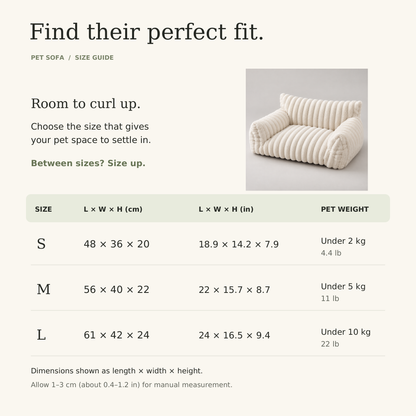 Cat sofa bed size guide for small, medium and large
